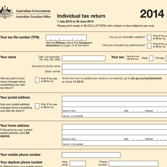tax return form australia